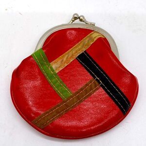 Vintage Change Purse Red Ribbon Accent Coin Purse